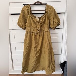 Mustard Yellow Women's Puff Sleeve Dress Size Large